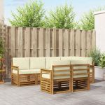 Seturi de canapele 7 pcs Natural și Crem Lemn Solid de Acacia GartenMobel Dekor