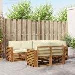 Seturi de canapele 7 pcs Natural și Crem Lemn Solid de Acacia GartenMobel Dekor