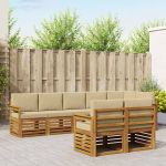 Seturi de canapele 8 pcs Natural și Bej Lemn Solid de Acacia GartenMobel Dekor