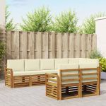 Seturi de canapele 8 pcs Natural și Crem Lemn Solid de Acacia GartenMobel Dekor