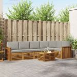 Seturi de canapele cu pernă 7 pcs Gri natural și deschis GartenMobel Dekor