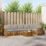 Seturi de canapele cu pernă 7 pcs Gri natural și deschis GartenMobel Dekor
