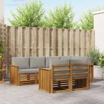 Seturi de canapele cu pernă 7 pcs Gri natural și deschis GartenMobel Dekor
