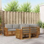 Seturi de canapele cu pernă 7 pcs Gri natural și deschis GartenMobel Dekor