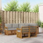 Seturi de canapele cu pernă 7 pcs Gri natural și deschis GartenMobel Dekor
