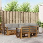 Seturi de canapele cu pernă 7 pcs Gri natural și deschis GartenMobel Dekor