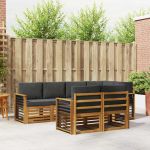 Seturi de canapele cu pernă 7 pcs Natural și Antracit GartenMobel Dekor