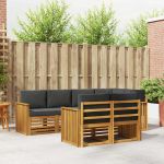 Seturi de canapele cu pernă 7 pcs Natural și Antracit GartenMobel Dekor