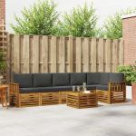 Seturi de canapele cu pernă 7 pcs Natural și Antracit GartenMobel Dekor