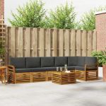Seturi de canapele cu pernă 7 pcs Natural și Antracit GartenMobel Dekor
