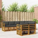 Seturi de canapele cu pernă 8 pcs Natural și Antracit GartenMobel Dekor