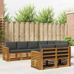 Seturi de canapele cu pernă 8 pcs Natural și Antracit GartenMobel Dekor