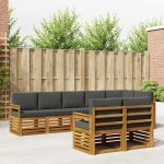 Seturi de canapele cu pernă 8 pcs Natural și Antracit GartenMobel Dekor