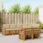 Seturi de canapele 8 pcs Natural și Bej Lemn Solid de Acacia GartenMobel Dekor