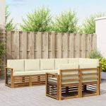 Seturi de canapele 8 pcs Natural și Crem Lemn Solid de Acacia GartenMobel Dekor