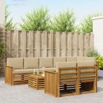 Seturi de canapele 9 pcs Natural și Bej Lemn Solid de Acacia GartenMobel Dekor