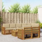 Seturi de canapele 9 pcs Natural și Bej Lemn Solid de Acacia GartenMobel Dekor
