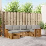 Seturi de canapele cu pernă 6 pcs Gri natural și deschis GartenMobel Dekor