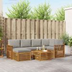 Seturi de canapele cu pernă 7 pcs Gri natural și deschis GartenMobel Dekor