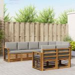 Seturi de canapele cu pernă 8 pcs Gri natural și deschis GartenMobel Dekor
