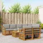 Seturi de canapele cu pernă 9 pcs Gri natural și deschis GartenMobel Dekor