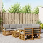 Seturi de canapele cu pernă 9 pcs Gri natural și deschis GartenMobel Dekor