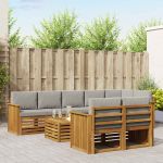 Seturi de canapele cu pernă 9 pcs Gri natural și deschis GartenMobel Dekor