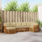 Seturi de canapele 7 pcs Natural și Bej Lemn Solid de Acacia GartenMobel Dekor
