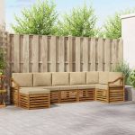 Seturi de canapele 7 pcs Natural și Bej Lemn Solid de Acacia GartenMobel Dekor