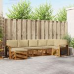 Seturi de canapele 7 pcs Natural și Bej Lemn Solid de Acacia GartenMobel Dekor