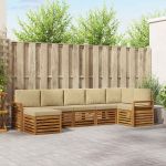 Seturi de canapele 7 pcs Natural și Bej Lemn Solid de Acacia GartenMobel Dekor