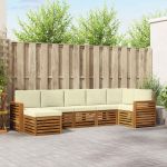 Seturi de canapele 7 pcs Natural și Crem Lemn Solid de Acacia GartenMobel Dekor