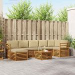 Seturi de canapele 8 pcs Natural și Bej Lemn Solid de Acacia GartenMobel Dekor