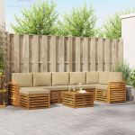 Seturi de canapele 8 pcs Natural și Bej Lemn Solid de Acacia GartenMobel Dekor