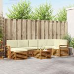 Seturi de canapele 8 pcs Natural și Crem Lemn Solid de Acacia GartenMobel Dekor