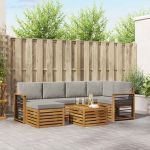 Seturi de canapele cu pernă 7 pcs Gri natural și deschis GartenMobel Dekor