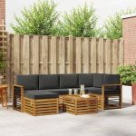 Seturi de canapele cu pernă 7 pcs Natural și Antracit GartenMobel Dekor