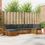 Seturi de canapele cu pernă 7 pcs Natural și Antracit GartenMobel Dekor