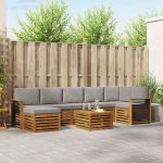 Seturi de canapele cu pernă 8 pcs Gri natural și deschis GartenMobel Dekor