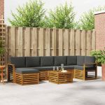 Seturi de canapele cu pernă 8 pcs Natural și Antracit GartenMobel Dekor