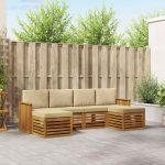 Seturi de canapele 6 pcs Natural și Bej Lemn Solid de Acacia GartenMobel Dekor