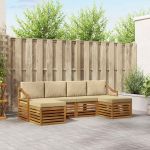 Seturi de canapele 6 pcs Natural și Bej Lemn Solid de Acacia GartenMobel Dekor