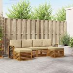 Seturi de canapele 6 pcs Natural și Bej Lemn Solid de Acacia GartenMobel Dekor