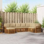 Seturi de canapele 8 pcs Natural și Bej Lemn Solid de Acacia GartenMobel Dekor