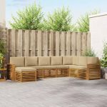 Seturi de canapele 8 pcs Natural și Bej Lemn Solid de Acacia GartenMobel Dekor