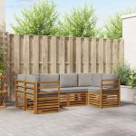 Seturi de canapele cu pernă 6 pcs Gri natural și deschis GartenMobel Dekor