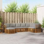 Seturi de canapele cu pernă 8 pcs Gri natural și deschis GartenMobel Dekor