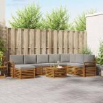 Seturi de canapele cu pernă 9 pcs Gri natural și deschis GartenMobel Dekor