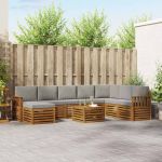 Seturi de canapele cu pernă 9 pcs Gri natural și deschis GartenMobel Dekor