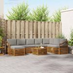 Seturi de canapele cu pernă 9 pcs Gri natural și deschis GartenMobel Dekor